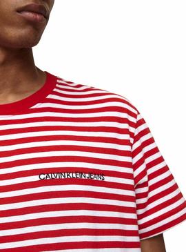 Camiseta Calvin Klein Mini Stripes Rojo Hombre