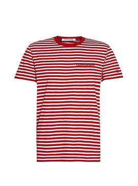 Camiseta Calvin Klein Mini Stripes Rojo Hombre