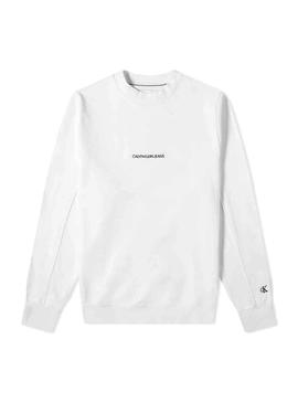 Sudadera Calvin Klein Chest Logo Blanco Hombre