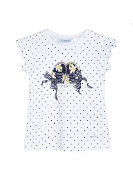 Camiseta Mayoral Topos Blanco para Niña