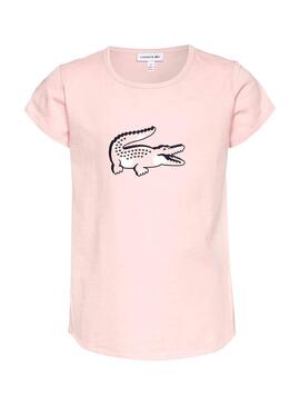 Camiseta Lacoste Croco Rosa para Niña