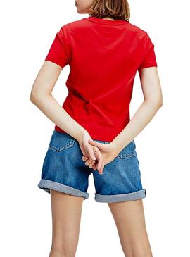 Camiseta Tommy Jeans Classics Rojo Para Mujer