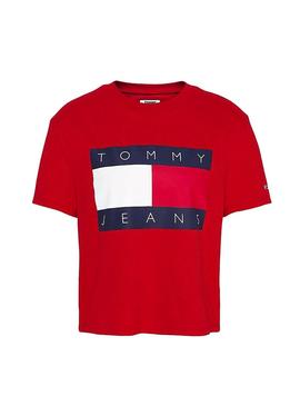 Camiseta Tommy Jeans Flag Rojo Mujer