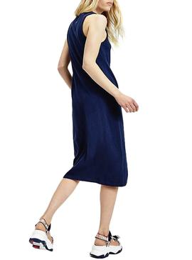 Vestido Tommy Jeans Logo Marino Para Mujer