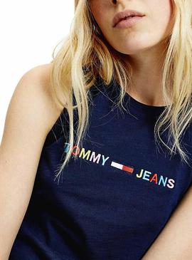 Vestido Tommy Jeans Logo Marino Para Mujer