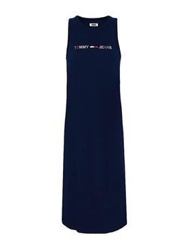 Vestido Tommy Jeans Logo Marino Para Mujer