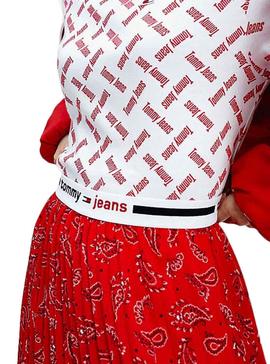 Falda Tommy Jeans Plisada Midi Rojo Para Mujer
