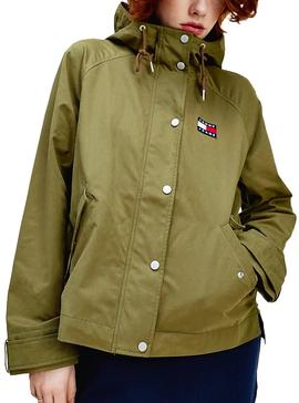 Chaqueta Tommy Jeans Logo Verde Para Mujer