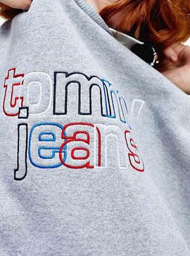 Sudadera Tommy Jeans Modern Logo Gris Para Mujer