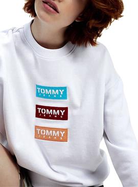 Sudadera Tommy Jeans Modern Logo Blanco Para Mujer