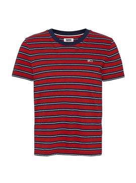 Camiseta Tommy Jeans Classics Stripe Rojo Mujer