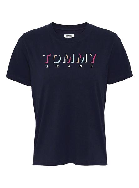 Camiseta Tommy Jeans Shadow Logo Marino Mujer