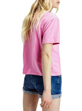 Camiseta Tommy Jeans Colored Logo Rosa Mujer