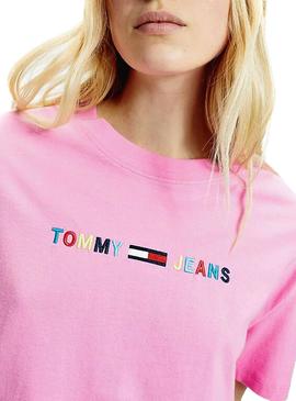 Camiseta Tommy Jeans Colored Logo Rosa Mujer