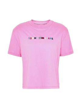 Camiseta Tommy Jeans Colored Logo Rosa Mujer