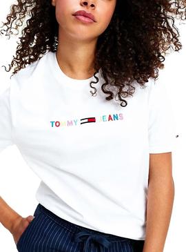 Camiseta Tommy Jeans Colored Blanco Para Mujer
