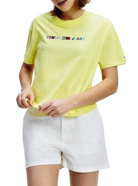 Camiseta Tommy Jeans Colored Logo Amarillo Mujer