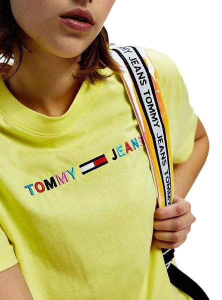 Camiseta Tommy Jeans Colored Logo Amarillo Mujer
