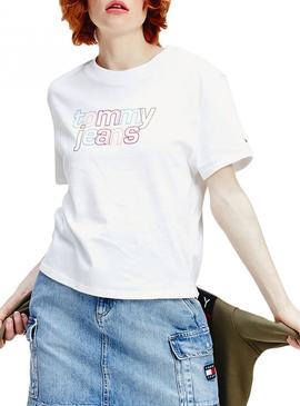 Camiseta Tommy Jeans Outline Logo Blanco Mujer