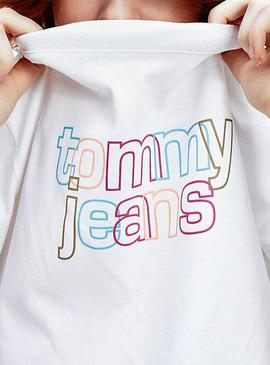 Camiseta Tommy Jeans Outline Logo Blanco Mujer