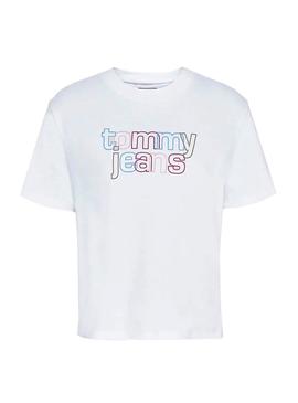 Camiseta Tommy Jeans Outline Logo Blanco Mujer