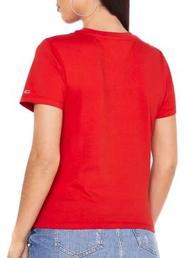 Camiseta Tommy Jeans Multicolor Logo Rojo Mujer