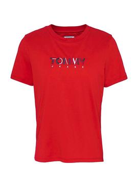 Camiseta Tommy Jeans Multicolor Logo Rojo Mujer