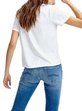 Camiseta Tommy Jeans Camo Logo Blanco Para Mujer