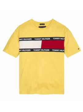 Camiseta Tommy Hilfiger U-Flag Amarillo Niño Niña