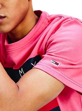 Camiseta Tommy Jeans Big Flag Fucsia para Hombre