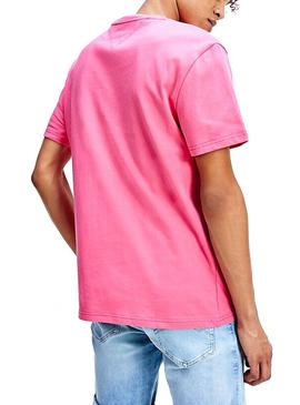 Camiseta Tommy Jeans Big Flag Fucsia para Hombre