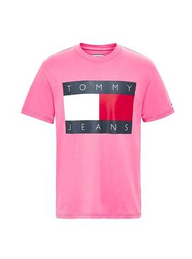 Camiseta Tommy Jeans Big Flag Fucsia para Hombre