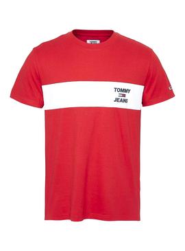 Camiseta Tommy Jeans Chest Stripe Rojo para Hombre