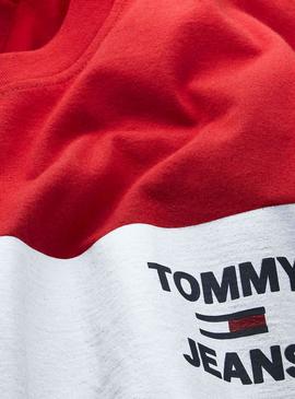 Camiseta Tommy Jeans Chest Stripe Rojo para Hombre