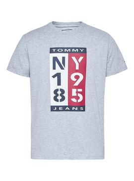 Camiseta Tommy Jeans Vertical Logo Gris 