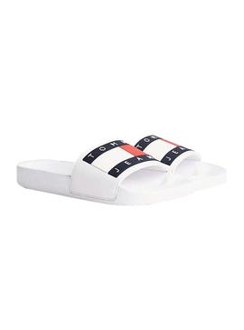 Chanclas Tommy Jeans Flag Blanco para Hombre