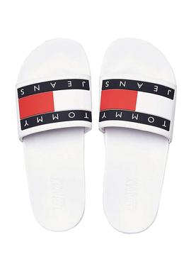 Chanclas Tommy Jeans Flag Blanco para Hombre