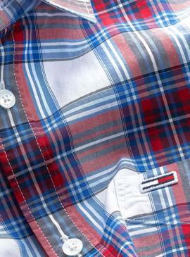 Camisa Tommy Jeans Check Blanco para Hombre