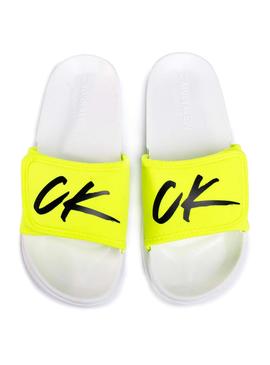 Chanclas Calvin Klein CK Wave Amarillo Para Hombre