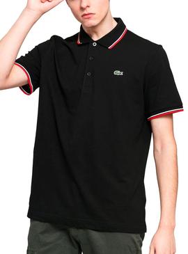 Polo Lacoste Strip Negro para Hombre