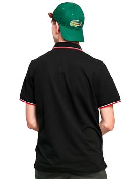 Polo Lacoste Strip Negro para Hombre