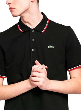 Polo Lacoste Strip Negro para Hombre