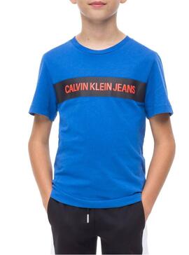 Camiseta Calvin Klein Box Logo Azul Para Niño