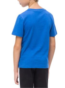 Camiseta Calvin Klein Box Logo Azul Para Niño