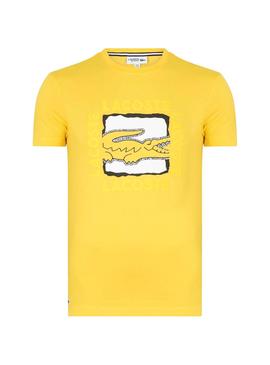 Camiseta Lacoste Logo 3D Amarillo Hombre