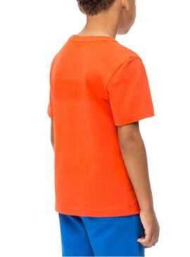 Camiseta Calvin Klein Box Logo Naranja Para Niño
