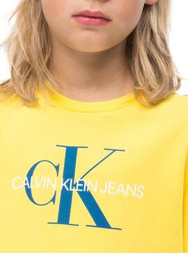 Camiseta Calvin Klein Monogram Amarillo Para Niño