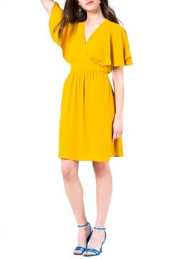 Vestido Naf Naf Manga Kimono Amarillo Mujer