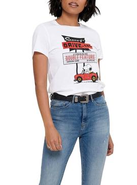 Camiseta Only Penauts Blanco para Mujer