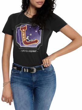 Camiseta Only Penauts Negro para Mujer